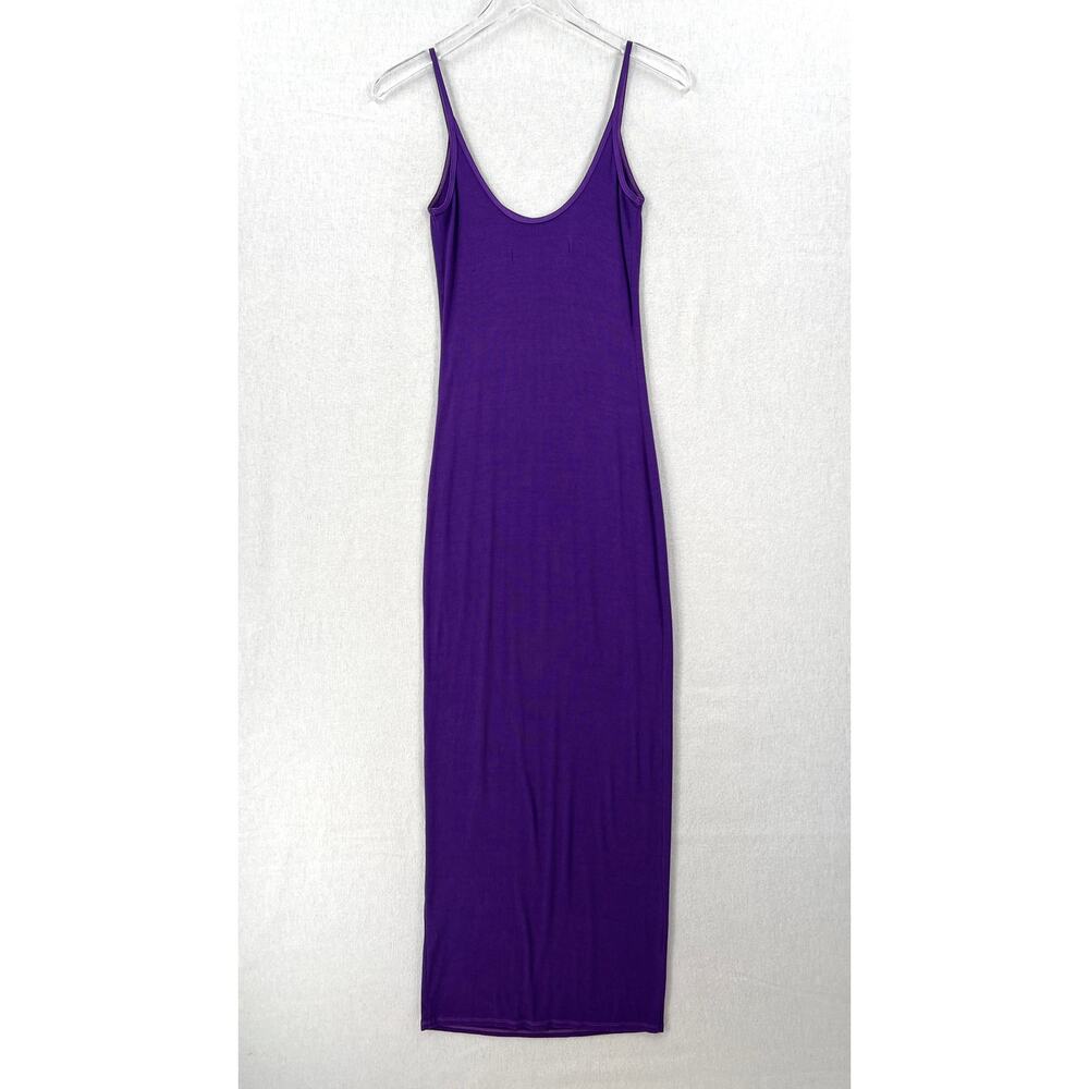ENZA COSTA Silk Rib Essential Maxi Dress Womens Small Purple Tank Thin Strap NWT - Picture 2 of 13